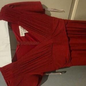 Signature by Sangria Red Ribbed Sheath Dress 3/4 Sleeve